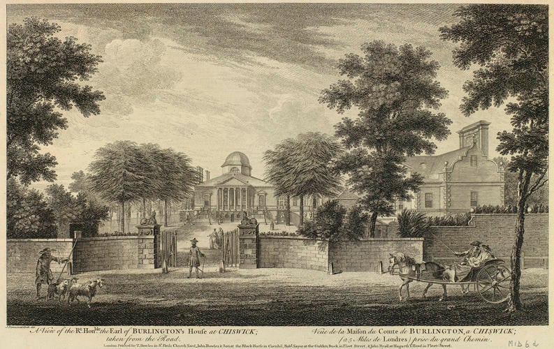 Item: A view of the Rt. Hon. ble the Earl of Burlington's House at Chiswick; taken from the Road