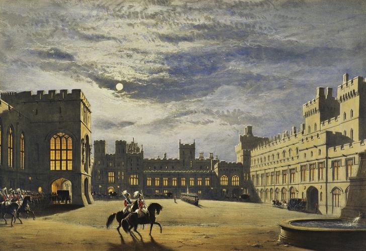 Master: Views of the Interior and Exterior of Windsor Castle
Item: The Quadrangle, looking east. (moonlight. )