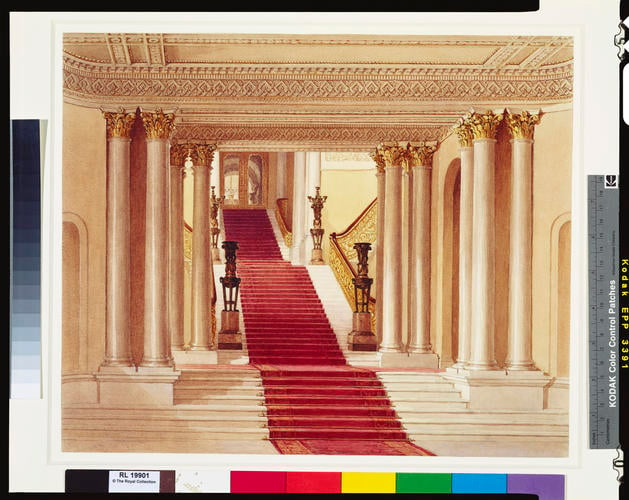 The Grand Staircase seen from the Marble Hall, Buckingham Palace