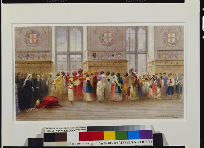 Colonial and Indian Exhibition: foreign visitors offering gifts to the Queen, 8 July 1886