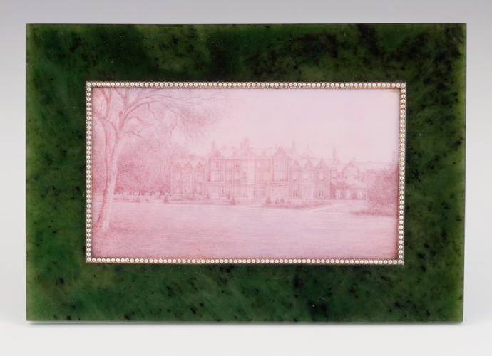 Frame with an enamelled view of Sandringham House