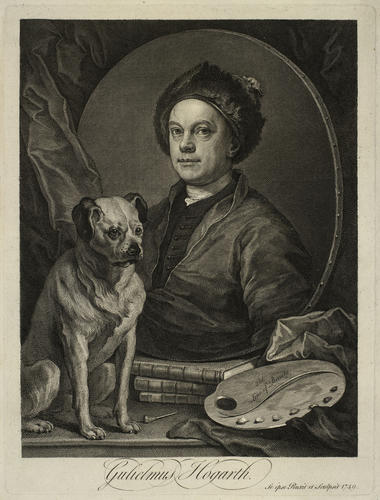 A self-portrait with a pug