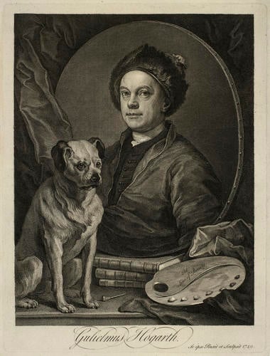 A self-portrait with a pug A self-portrait with a pug