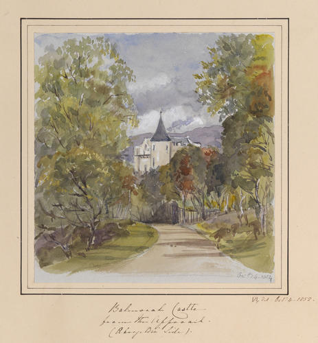 Master: Queen Victoria's Sketchbook 1848-1854
Item: Balmoral Castle from the Approach (Abergeldie side)