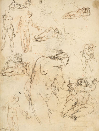 Recto: Studies of Cupid and Psyche, and male nudes. Verso: Holy Family with the infant St John the Baptist Recto: Studies of Cupid and Psyche, and male nudes. Verso: Holy Family with the infant St John the Baptist