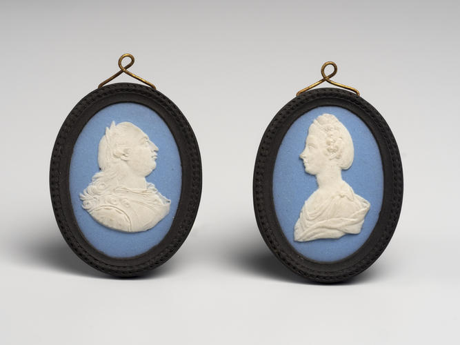 Pair of plaques of George III and Queen Charlotte