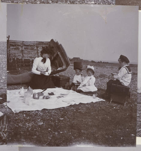 Master: Page 37 of Princess Victoria's album: Royal children on Snettisham Beach, Norfolk
Item: Snettisham Beach