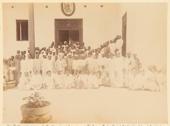 Henry Morton Stanley with survivors of the Emin Pasha Relief Expedition at the British Agency Henry Morton Stanley with survivors of the Emin Pasha Relief Expedition at the British Agency