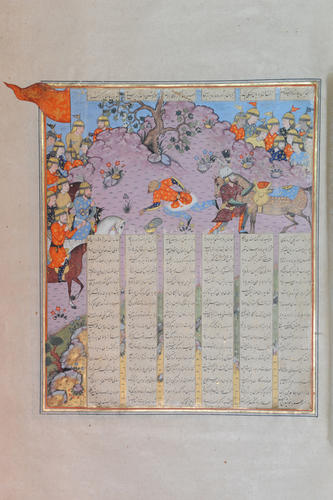 Master: Shahnamah شاهنامه‎ (The Book of Kings)
Item: Rustam remounts while Puladvand escapes