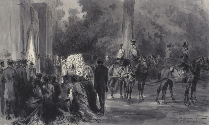 Funeral of Prince Imperial: the arrival of remains at Camden Place, Chislehurst, 11 July 1879