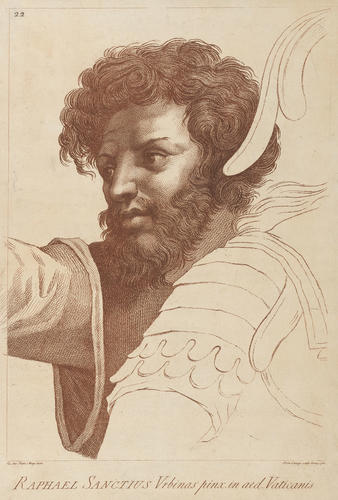 Master: A set of thirty-three prints reproducing heads from 'The School of Athens'
Item: The head of a bearded man with his right arm outstretched [from 'The School of Athens']