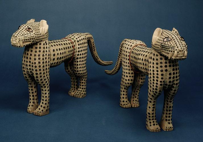 Carved leopards