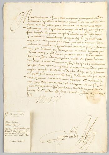 Letter from Mary, Queen of Scots to Sébastien de l'Aubestpine, Bishop of Limoges and French Ambassador to Spain, dated 28 May 1561