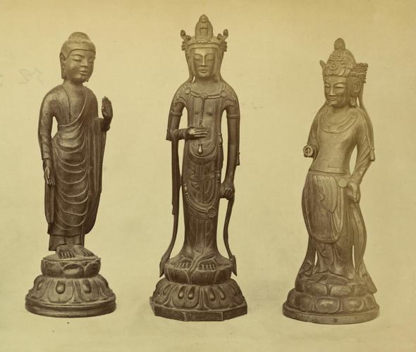 Three bronze statues from Todaiji Temple, Nara, Japan