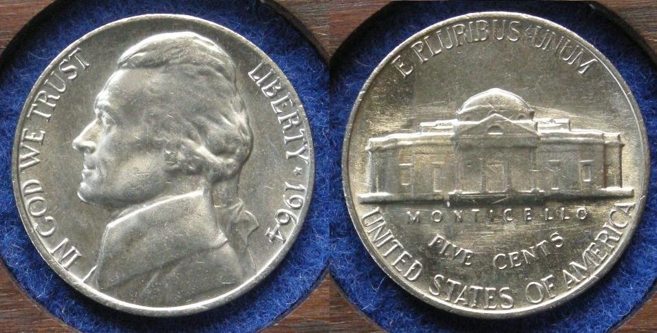U. S. A. Five cents, 1964 U. S. A. Five cents, 1964