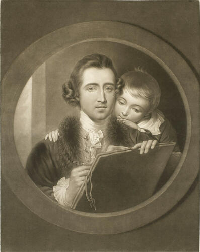 A self-portrait of Benjamin West with his son