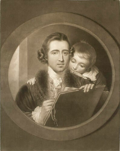 A self-portrait of Benjamin West with his son