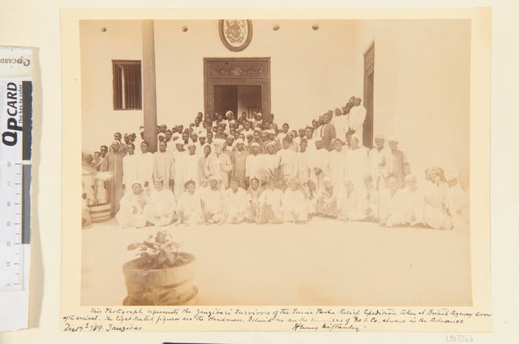 Henry Morton Stanley with survivors of the Emin Pasha Relief Expedition at the British Agency Henry Morton Stanley with survivors of the Emin Pasha Relief Expedition at the British Agency