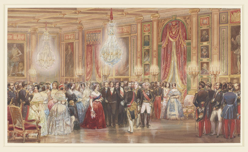 Royal visit to Louis-Philippe: presentations to Queen Victoria in the Galerie des Guises, Chateau d'Eu, 2 September