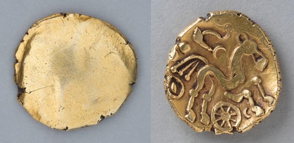 Great Britain, celtic plated gold stater, British 'Remic' type, c. 50 B. C Great Britain, celtic plated gold stater, British 'Remic' type, c. 50 B. C