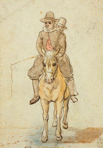 Two figures on horseback