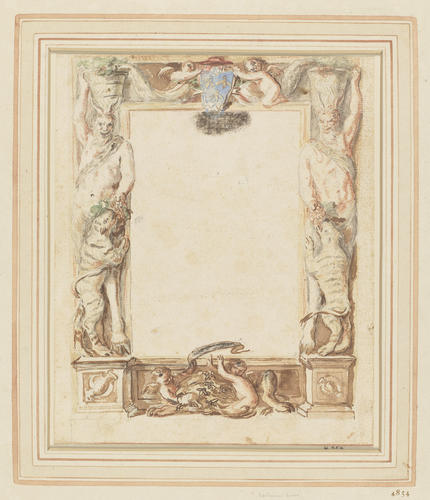 A decorative border for tapestries with the Barberini arms