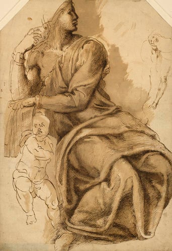 A seated draped figure A seated draped figure