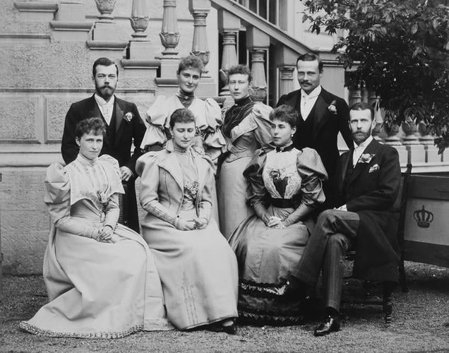 Group photograph taken during the wedding celebrations of Ernest Louis, Grand Duke of Hesse and Princess Victoria Melita of Saxe-Coburg and Gotha