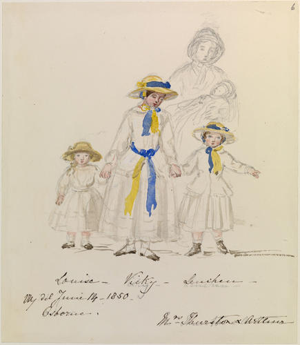 Master: Sketches of the Royal Children by V. R. from 1841-1859
Item: Louise, Vicky, Lenchen, Mrs Thurston & Arthur