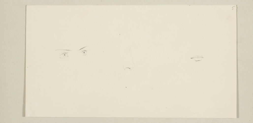 Studies of eyes, a nose and a mouth