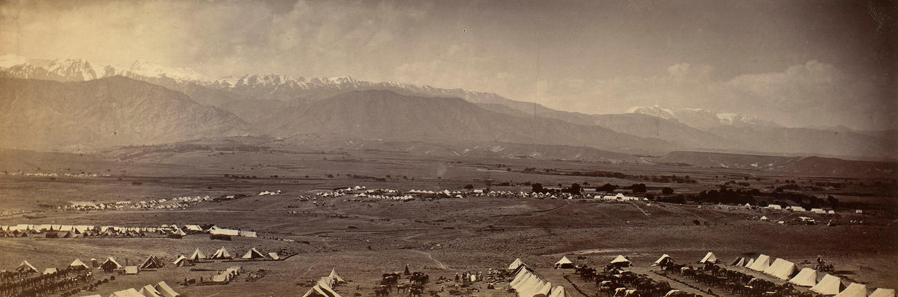 Panorama of a British military camp with Safed Koh behind Panorama of a British military camp with Safed Koh behind