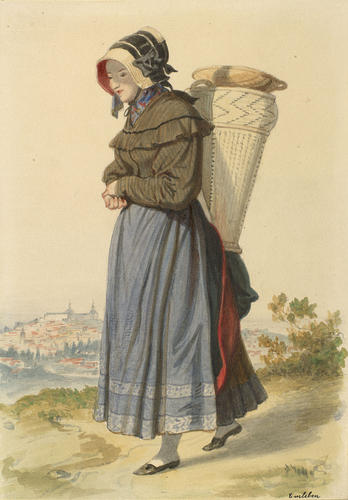 Woman from Emleben, south of Gotha, with a pannier on her back Woman from Emleben, south of Gotha, with a pannier on her back