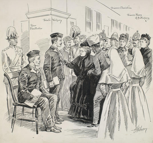 The Queen visiting Netley Hospital, and presenting the Victoria Cross to Private Vickery & Piper Findlater, 14 May 1898 The Queen visiting Netley Hospital, and presenting the Victoria Cross to Private Vickery & Piper Findlater, 14 May 1898