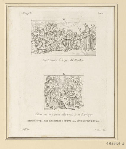 Master: A set of prints after the basamento decoration of the Stanza della Segnatura
Item: Two scenes from the Stanza della Segnatura