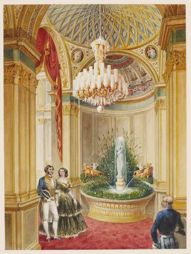 Fountain in the recesses of the Grande Galerie des Fêtes at the Hôtel de Ville, 23 August 1855
