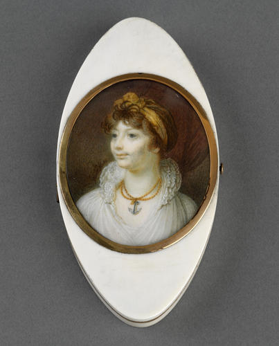 Ivory patch box with inset miniature of Princess Augusta (1737-1813)