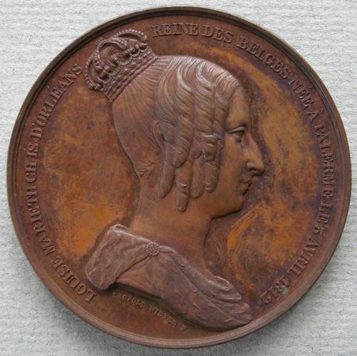 Belgium. Uniface medal of Queen Louise, possily on her death, 1850 Belgium. Uniface medal of Queen Louise, possily on her death, 1850