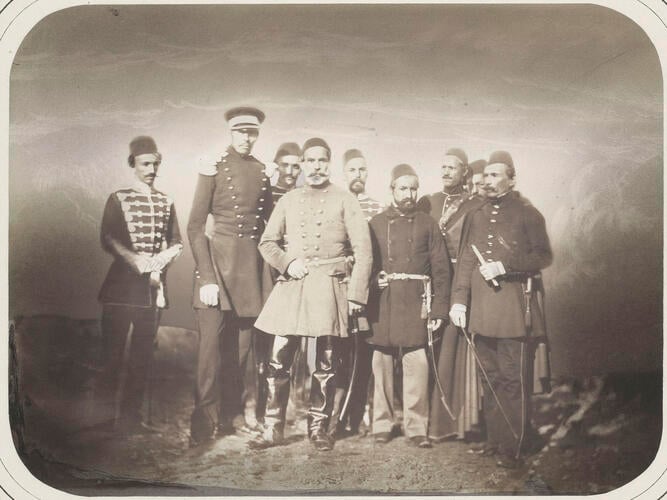 Omar Pacha with his aide-de-camps