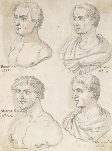 Four antique male busts Four antique male busts