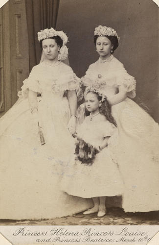 Princess Christian of Schleswig-Holstein (1846-1923), when Princess Helena; Princess Louise, Duchess of Argyll (1848-1939), when Princess Louise; and Princess Henry of Battenberg (1857-1944), when Pri
