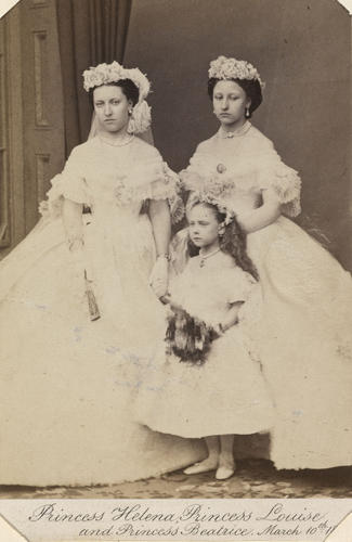 Princess Christian of Schleswig-Holstein (1846-1923), when Princess Helena; Princess Louise, Duchess of Argyll (1848-1939), when Princess Louise; and Princess Henry of Battenberg (1857-1944), when Pri Princess Christian of Schleswig-Holstein (1846-1923), when Princess Helena; Princess Louise, Duchess of Argyll (1848-1939), when Princess Louise; and Princess Henry of Battenberg (1857-1944), when Pri
