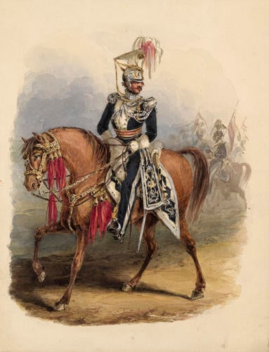 British Officers. 17th Lancers, Review Order. 	About 1828