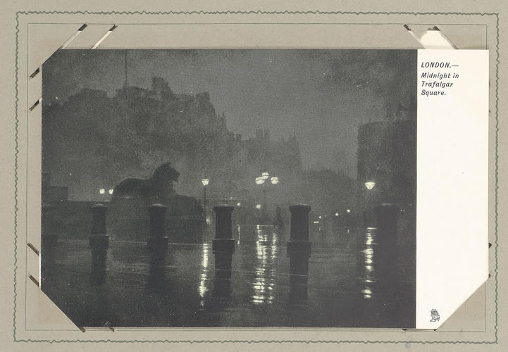 Postcard showing Trafalgar Square at Midnight