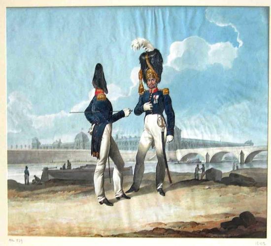 French Army. Officers, Cent Suisses, 1819