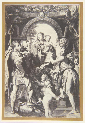 Holy Family and others, after Corregio