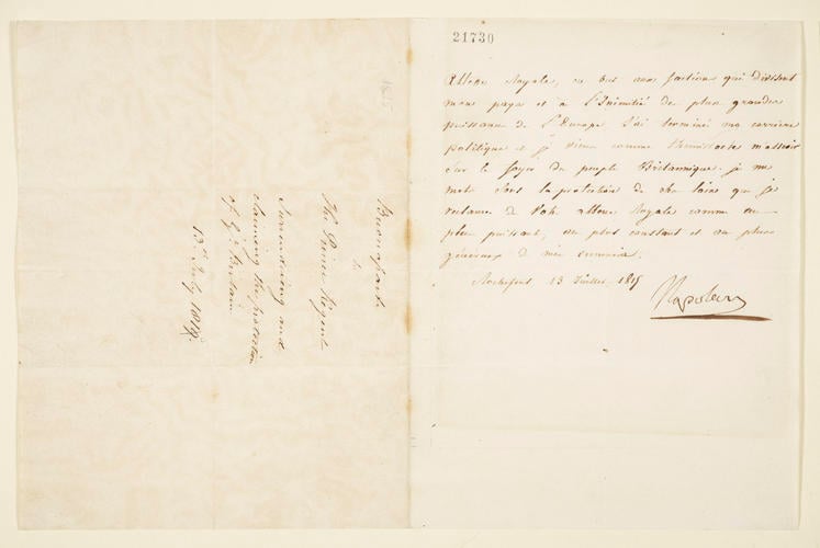Master: Relics of Napoleon
Item: Letter of surrender from Napoleon to the Prince Regent, 13 July 1815 Master: Relics of Napoleon
Item: Letter of surrender from Napoleon to the Prince Regent, 13 July 1815