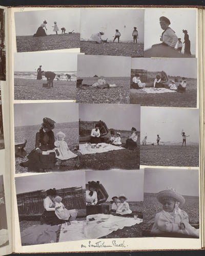 Page 37 of Princess Victoria's album: Royal children on Snettisham Beach, Norfolk