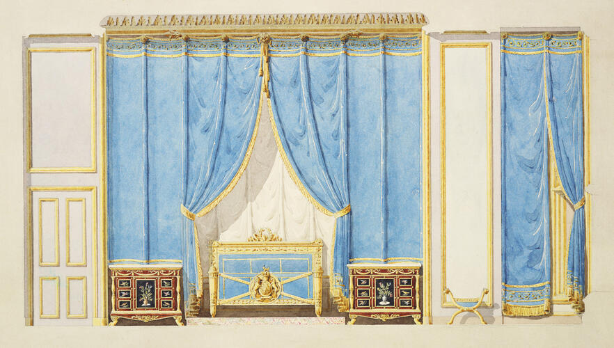 Design for the north elevation of His Majesty's Bedroom, Room 202, Windsor Castle, c. 1826
