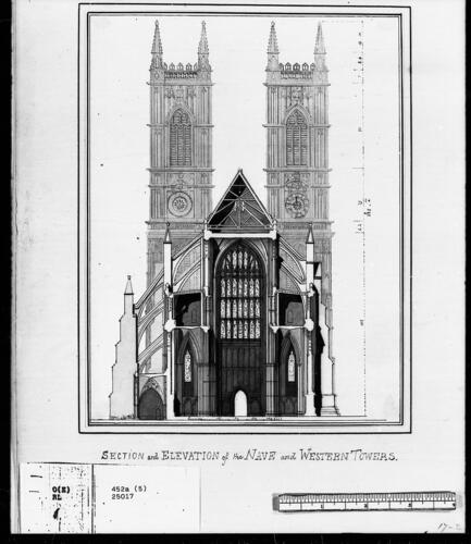 Westminster Abbey: Section and Elevation of the Nave and Western Towers