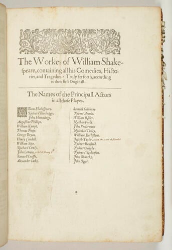 Comedies, histories and tragedies, published according to the true originall copies / William Shakespeare